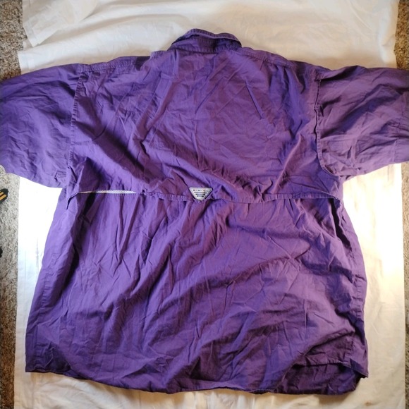 COLUMBIA PFG Shirt/Top PURPLE/GOLD Vented Back LSU TIGERS Button Up sz XL - Picture 7 of 10
